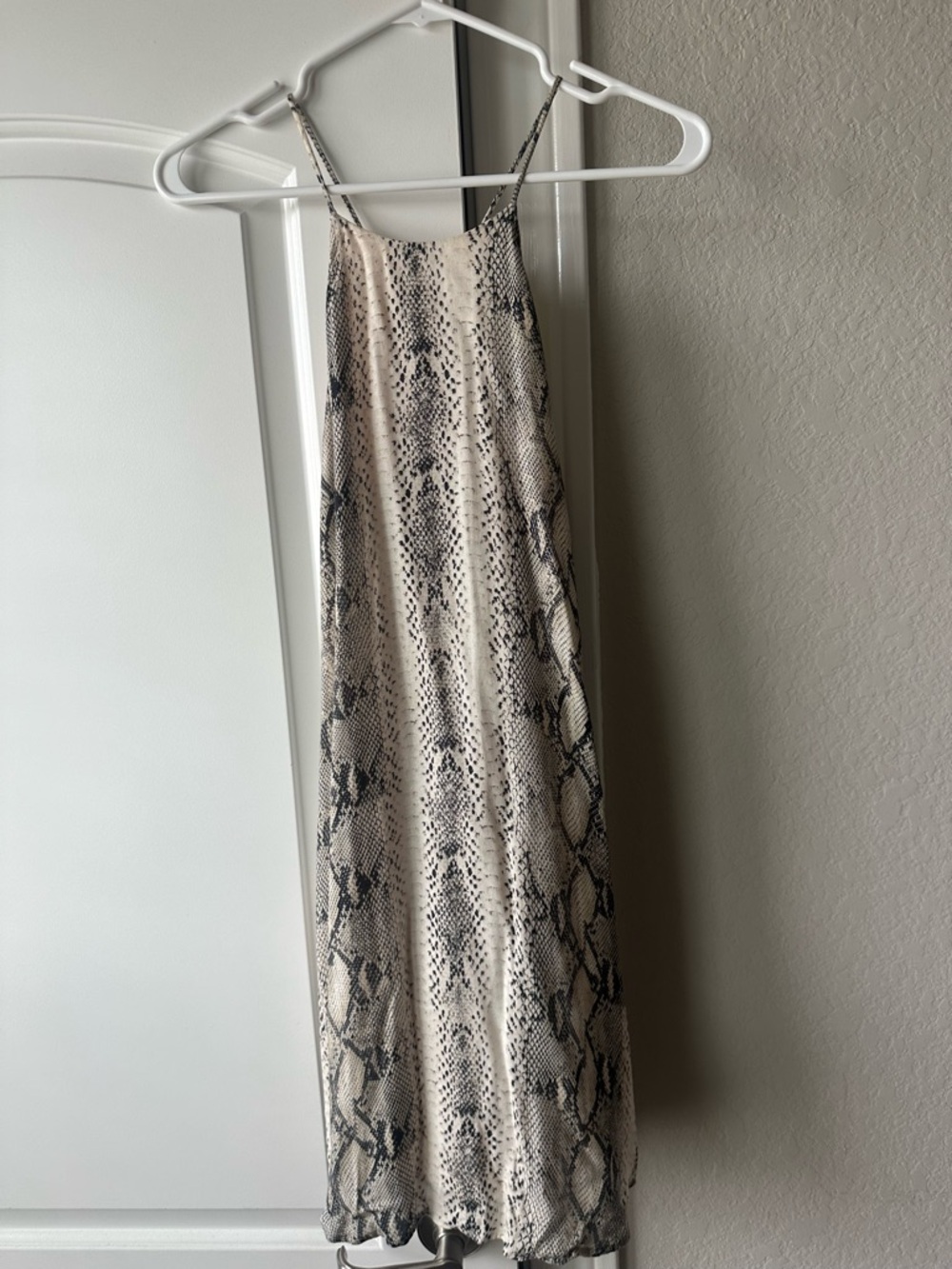 Lavender Brown Snake-Print Slip Dress - Beige & Black